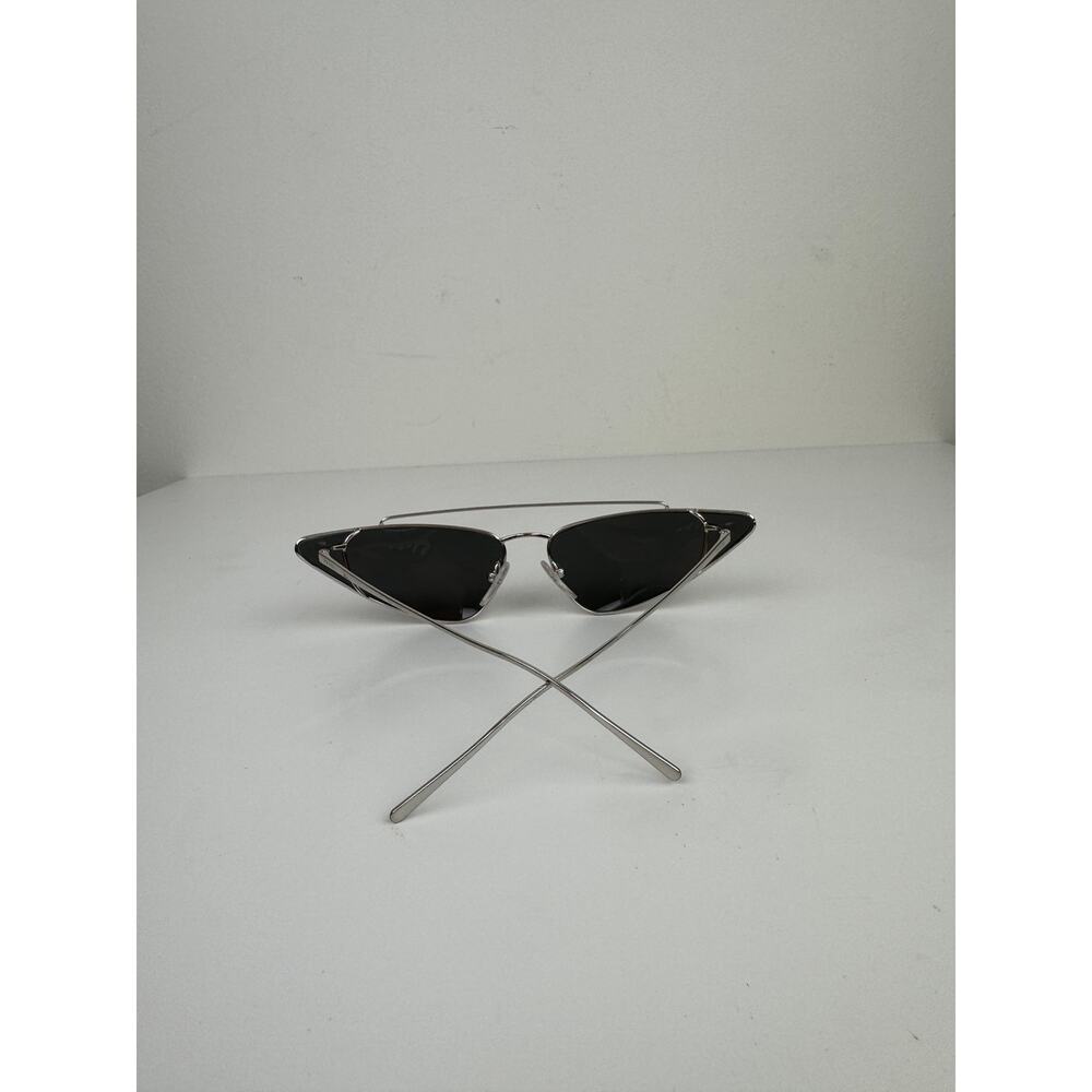Prada SPR 63U Silver Metal Frame Dark Gray Lens Fashion Cat Eye Sunglasses RARE - Picture 5 of 11